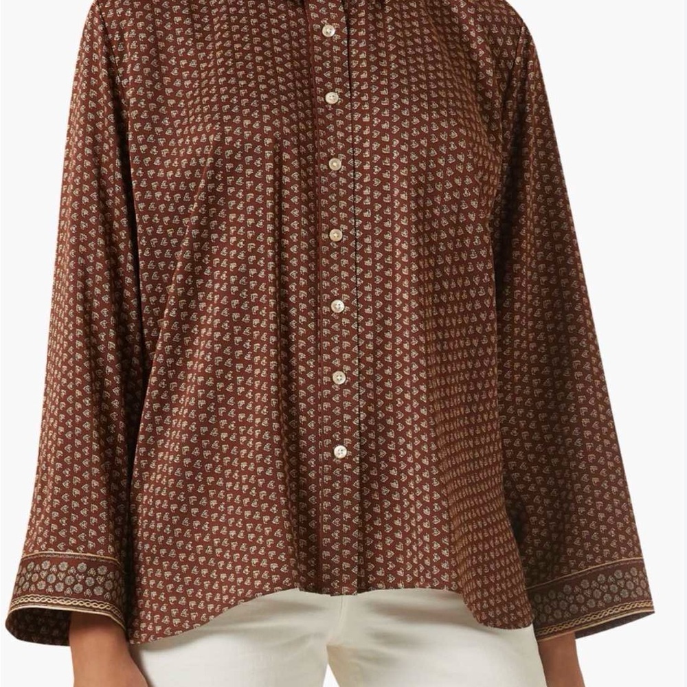 Doen Brown Patterned Button-Up Shirt